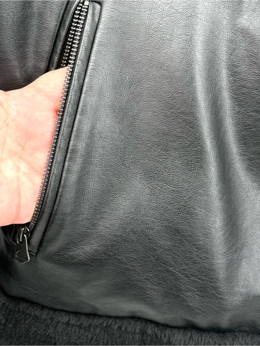 Simply Vera Vera Wang Black Faux Leather Faux Fur Moto Jacket L - Picture 7 of 14